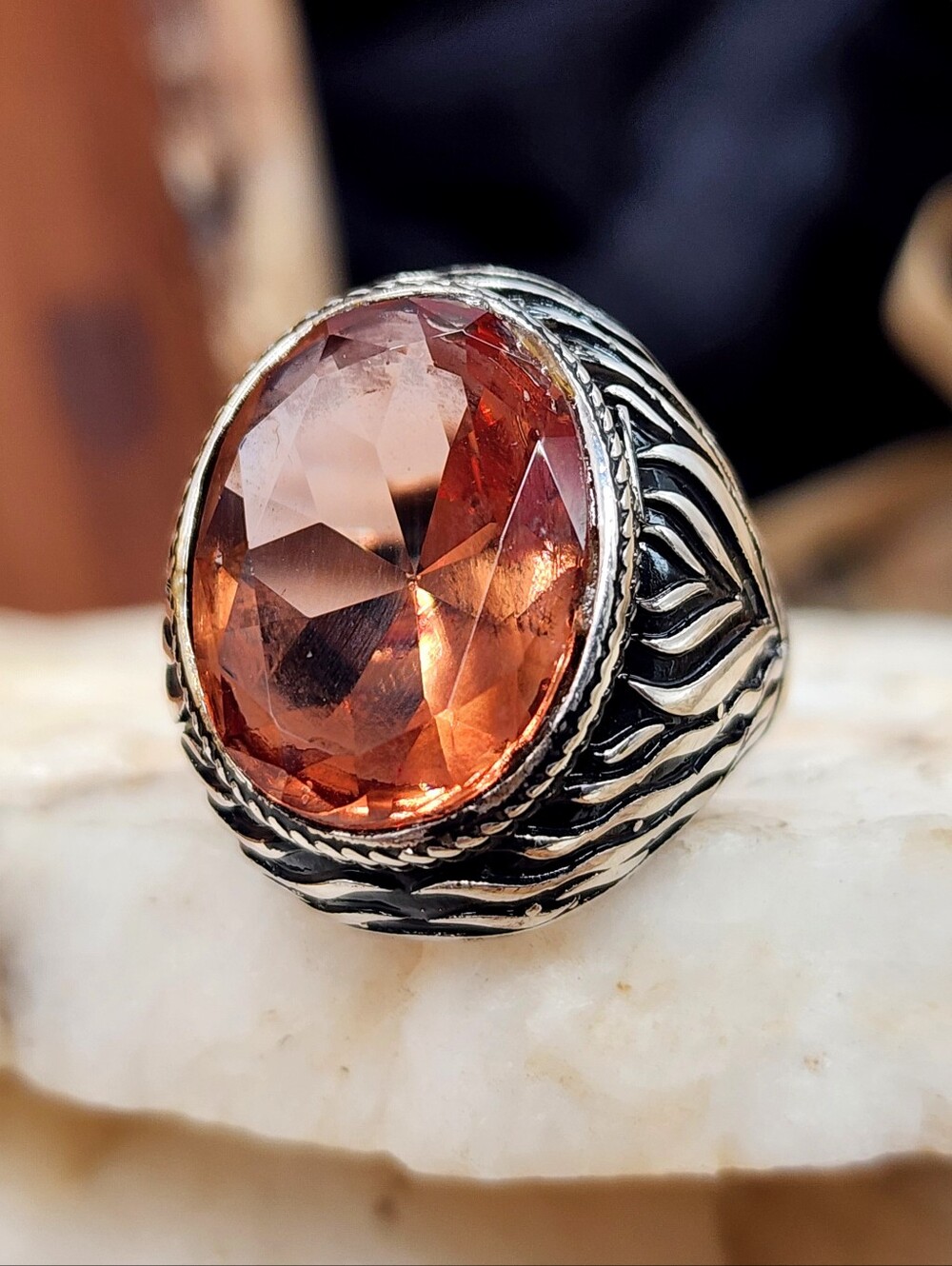 Unique Men's Jewelry Solid Sterling Silver 925 Alexandrite Stone Boho Ring